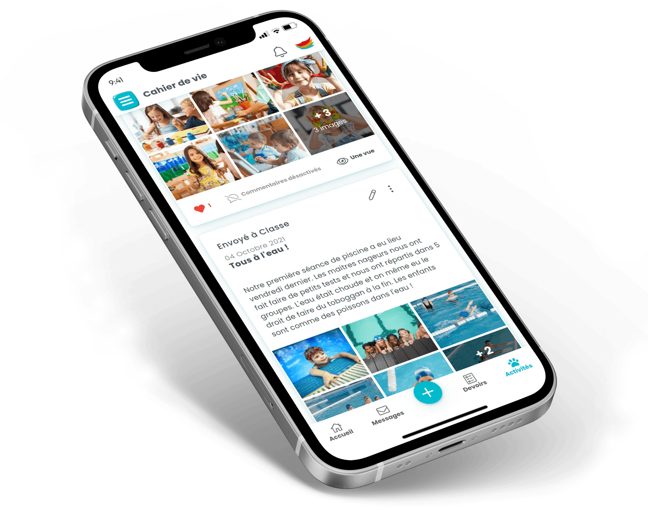 Le cahier de vie consulté sur téléphone