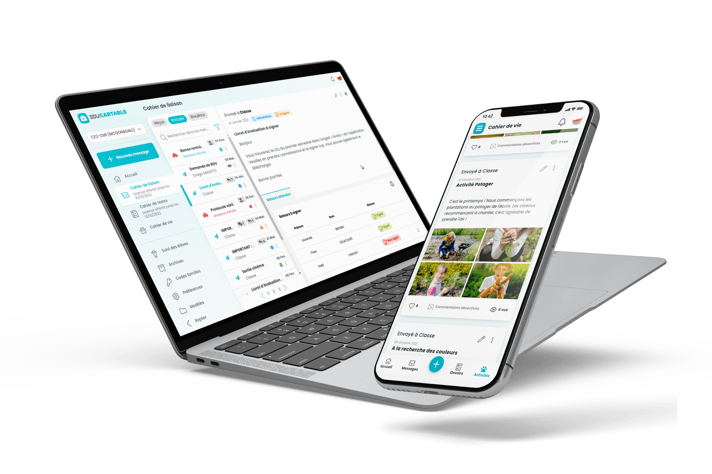 Educartable sur téléphone