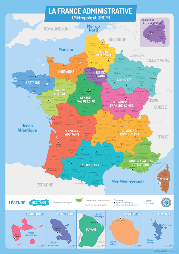 Carte France geante politique  Cartes France et monde géantes