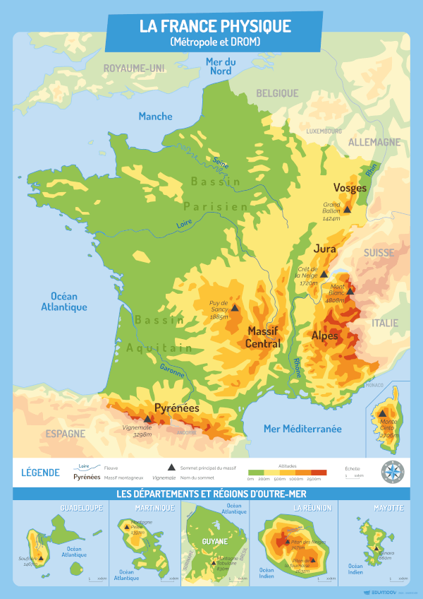 Carte France geante politique  Cartes France et monde géantes